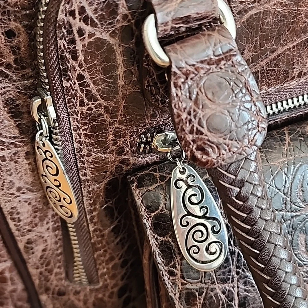 Brighton Dark Brown Croc-Embossed 16x11 Satchel
